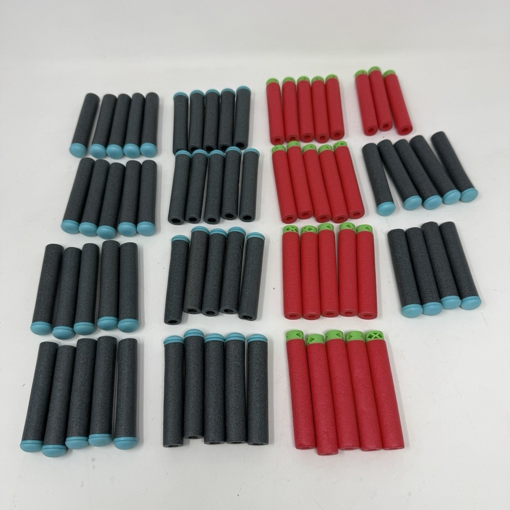 Nerf Darts Lot of 72 Soft Toy Foam Mixed Multicolor Variety Kids Fun Gray & Red